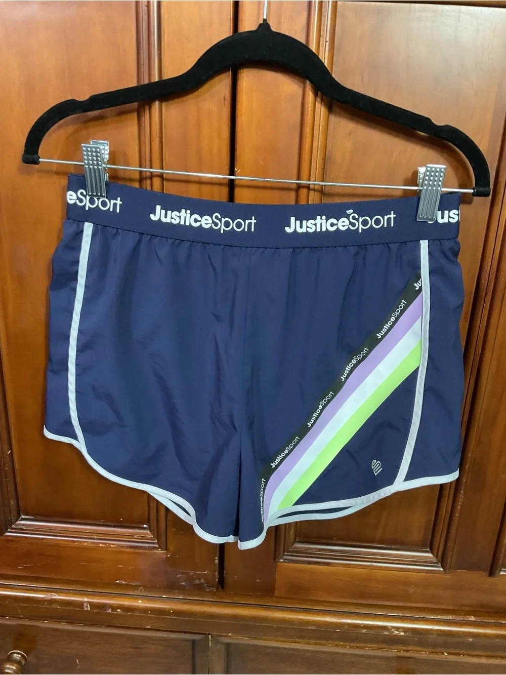 Justice Sport Girls Size XL 16/18 Lknw Athletic Shorts Solid Blue 3” Inseam Raci